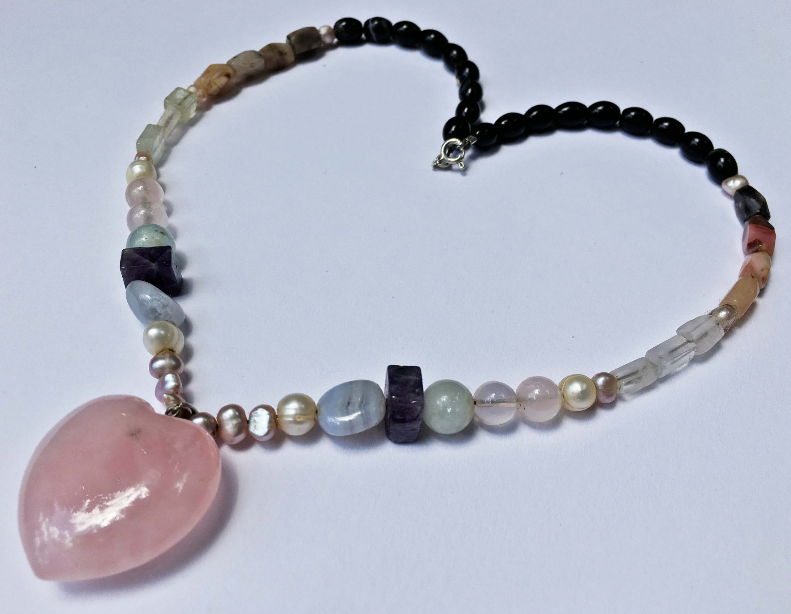 Rose Quartz Crystal Necklace Healing Crystals heart shaped chakra stone
